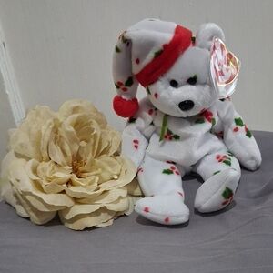 Ty White Bear with Red and Green Details